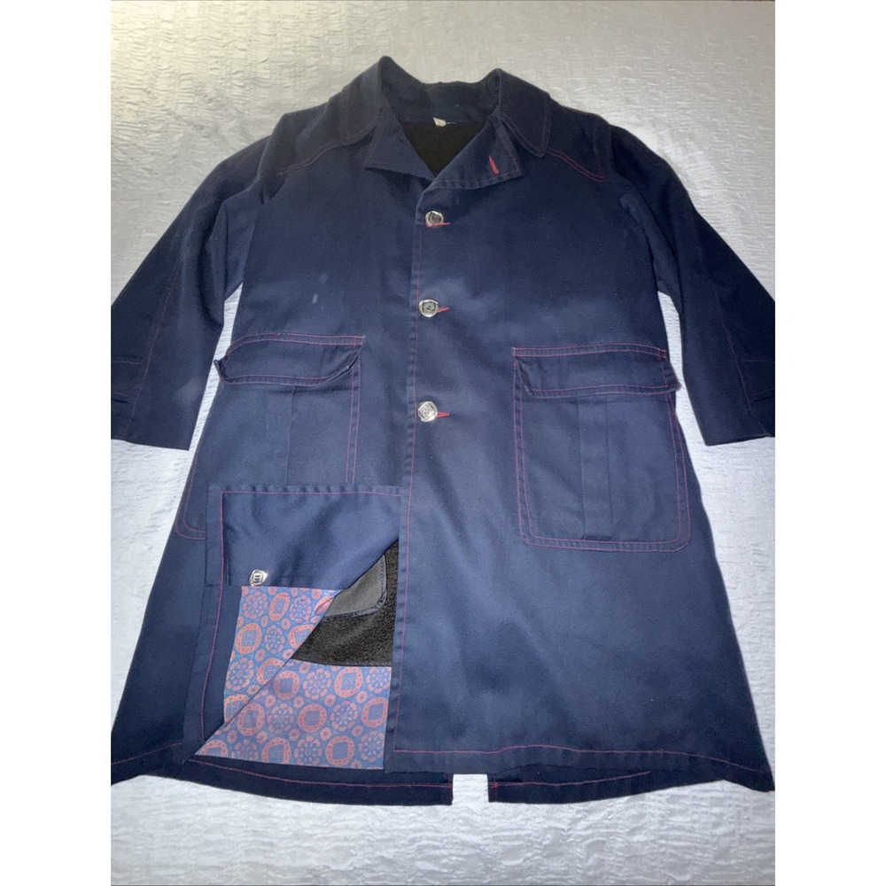 70's Vintage Best Coat Co Navy Blue Trench Season Mates Coat Boston Fleece Lined
